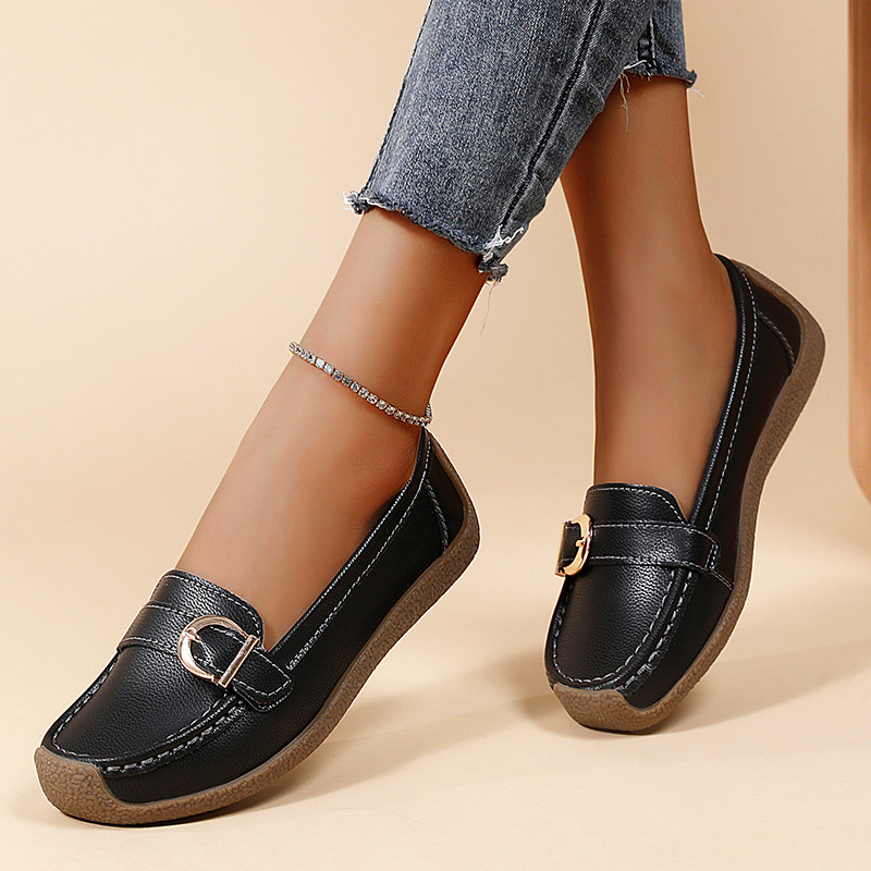 2024 New Loafers Casual Women'S Flat Shoes Soft Sole Soft Surface Mom'S Shoes Comfortable Large Size Beanie Women'S Shoes