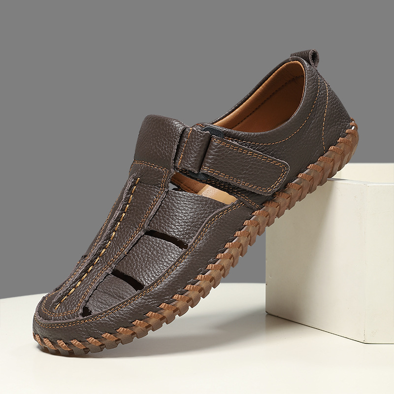 Cross-Border Amazon Summer Men'S Toe-Toe Sandals, Breathable New Large Size Beach Shoes, Hollow Roman Woven Sandals