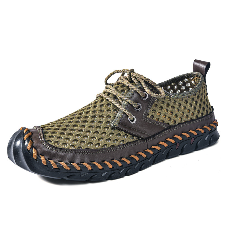 Men'S Outdoor River Tracing Shoes, Mesh Breathable, Quick-Drying, Hand-Stitched Non-Slip Outsole, Lightweight Hiking Shoes