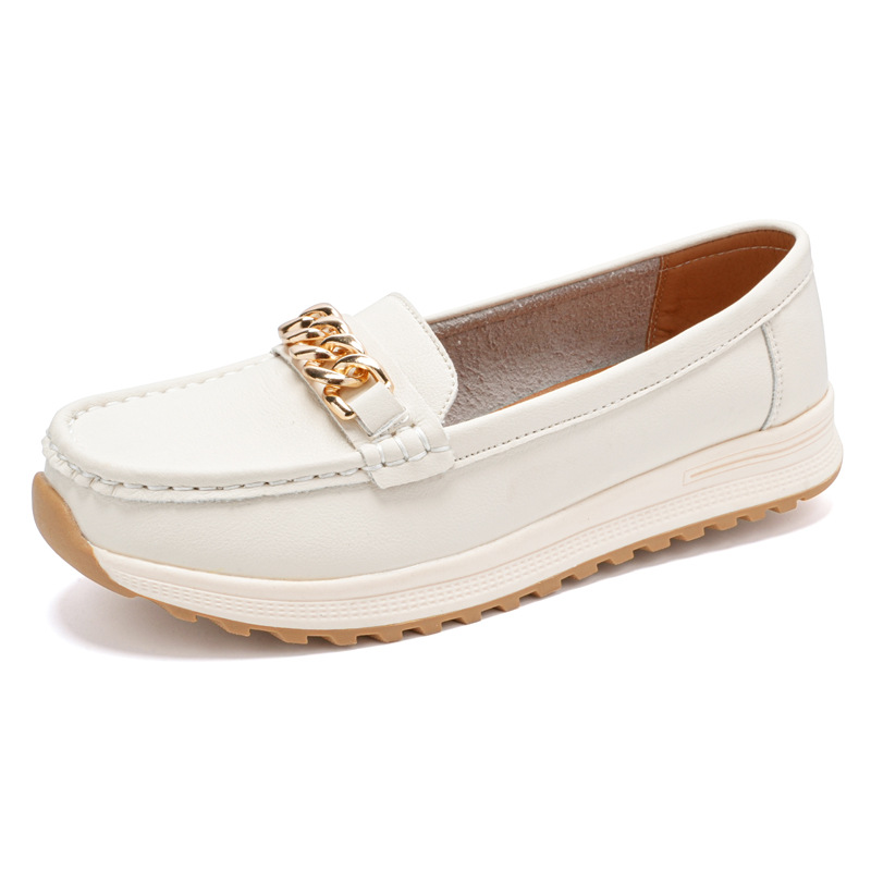 Foreign Trade Large Size Spring And Autumn Versatile Casual Shoes Comfortable Shallow Mouth Beanie Shoes Women'S Fashion Flat Bottom Slip-On Mom Shoes