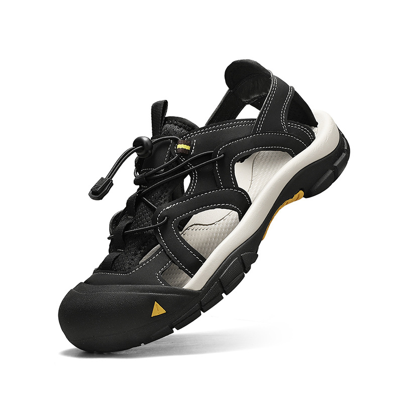  🔥Last Day 70% OFF🔥Men's Hand-Stitched Closed-Toe Leather Sandals, Breathable Hollow Out Roman Style Summer Shoes,