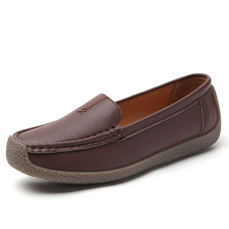 2025 New Loafers Casual Women'S Flat Shoes Soft Sole Soft Surface Mom'S Shoes Comfortable Large Size Beanie Women'S Shoes