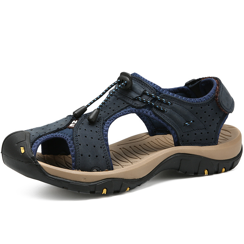 ORNGMALL New Arrival Summer High Quality Men Leather Sandals Beach Sandals Casual Shoes Outdoor Non-slip Shoes for Men Plus Size 38-48