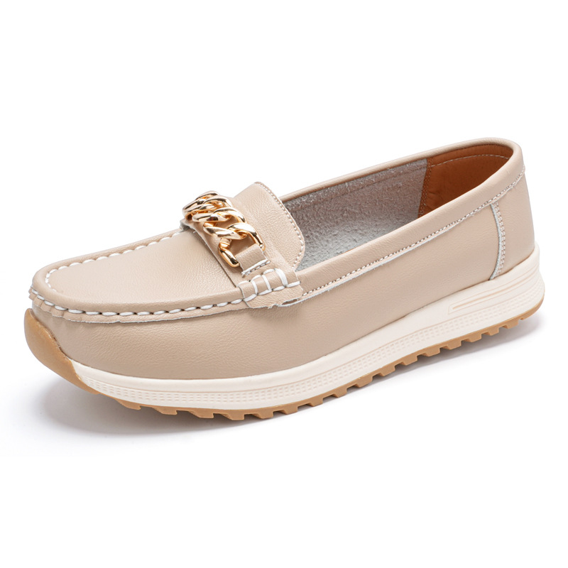 Foreign Trade Large Size Spring And Autumn Versatile Casual Shoes Comfortable Shallow Mouth Beanie Shoes Women'S Fashion Flat Bottom Slip-On Mom Shoes