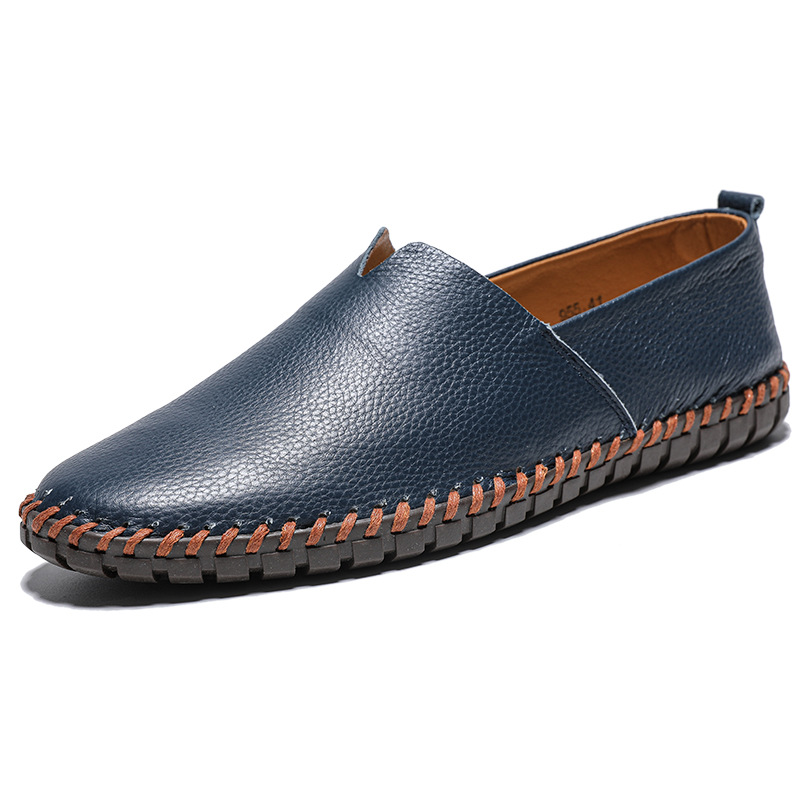 Cross-Border Popular Large Size Men'S Casual Shoes Slip-On Toe-Grain Cowhide Lazy Shoes Leather Shoes 48 Yards 49 Yards 50 Yards