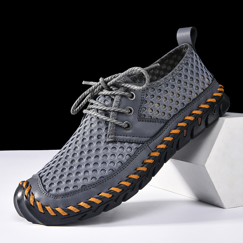 Men'S Outdoor River Tracing Shoes, Mesh Breathable, Quick-Drying, Hand-Stitched Non-Slip Outsole, Lightweight Hiking Shoes