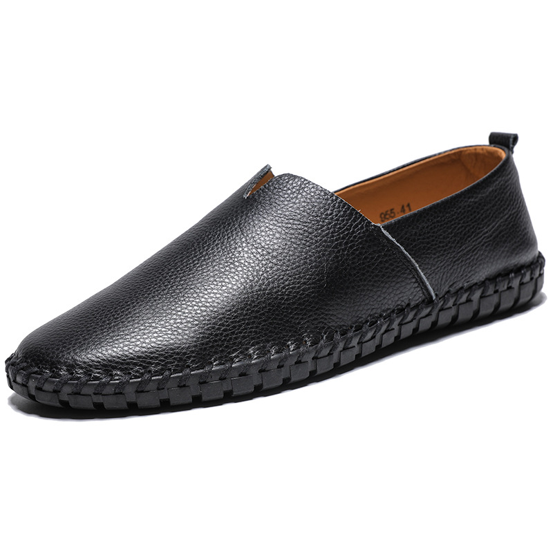Cross-Border Popular Large Size Men'S Casual Shoes Slip-On Toe-Grain Cowhide Lazy Shoes Leather Shoes 48 Yards 49 Yards 50 Yards