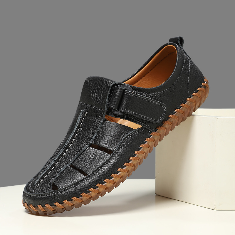 Cross-Border Amazon Summer Men'S Toe-Toe Sandals, Breathable New Large Size Beach Shoes, Hollow Roman Woven Sandals