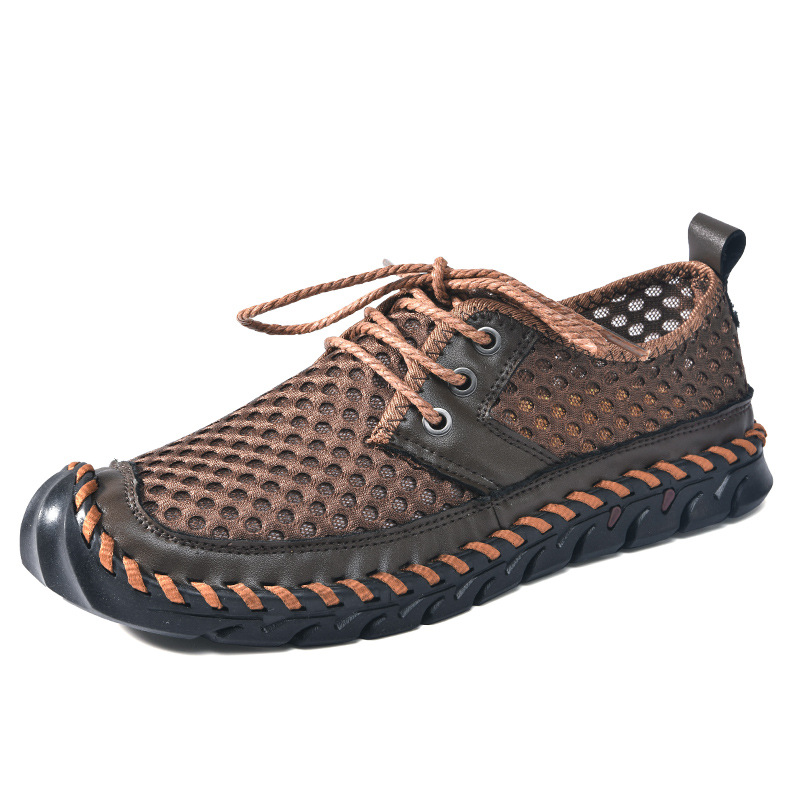 Men'S Outdoor River Tracing Shoes, Mesh Breathable, Quick-Drying, Hand-Stitched Non-Slip Outsole, Lightweight Hiking Shoes