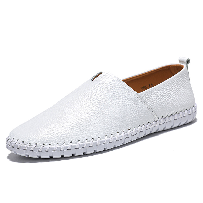 Cross-Border Popular Large Size Men'S Casual Shoes Slip-On Toe-Grain Cowhide Lazy Shoes Leather Shoes 48 Yards 49 Yards 50 Yards