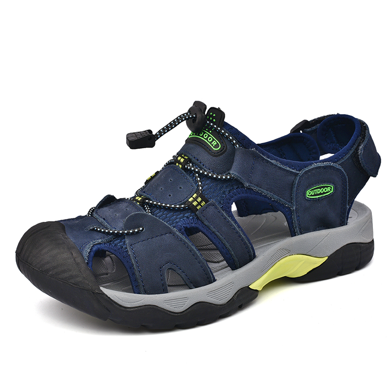 🔥Last Day 60% OFF🔥Men's Genuine Leather Closed-Toe Outdoor Sandals, Protective Non-Slip Casual Beach & Hiking Shoes