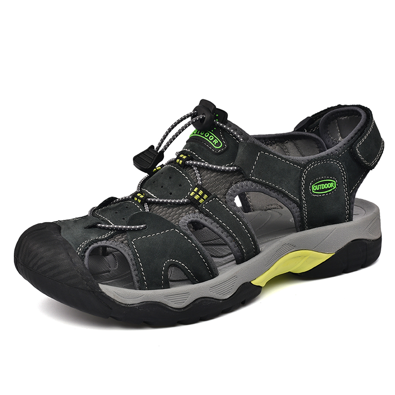 🔥Last Day 60% OFF🔥Men's Genuine Leather Closed-Toe Outdoor Sandals, Protective Non-Slip Casual Beach & Hiking Shoes