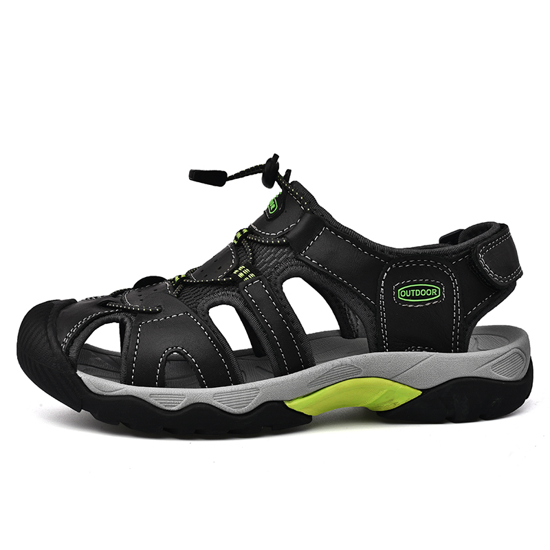 🔥Last Day 60% OFF🔥Men's Genuine Leather Closed-Toe Outdoor Sandals, Protective Non-Slip Casual Beach & Hiking Shoes
