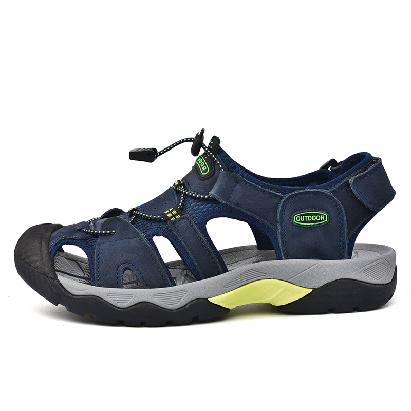 🔥Last Day 60% OFF🔥Men's Genuine Leather Closed-Toe Outdoor Sandals, Protective Non-Slip Casual Beach & Hiking Shoes