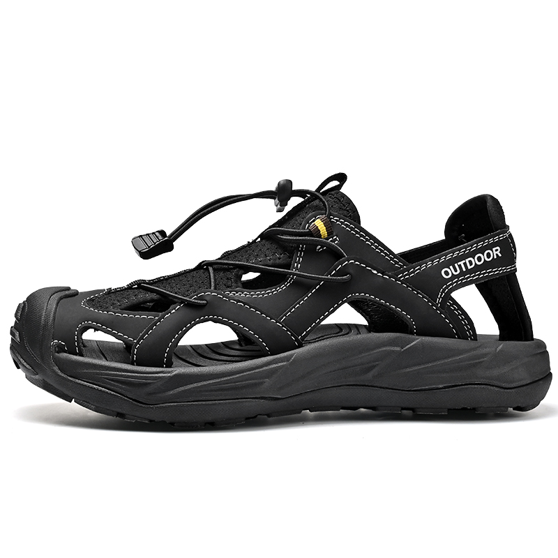  🔥Last Day 70% OFF🔥Men's Hand-Stitched Closed-Toe Leather Sandals, Breathable Hollow Out Roman Style Summer Shoes,