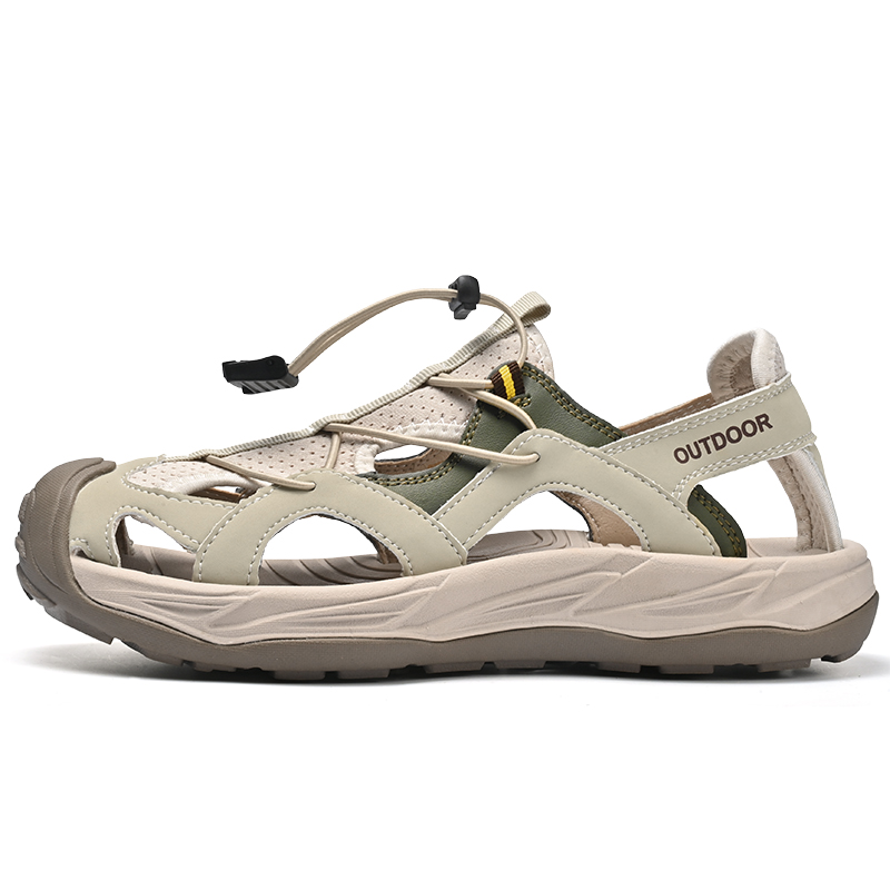  🔥Last Day 70% OFF🔥Men's Hand-Stitched Closed-Toe Leather Sandals, Breathable Hollow Out Roman Style Summer Shoes,