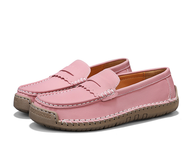 🔥Last Day 60% OFF🔥Women's Hand-Stitched Leather Slip-On Loafers, Non-Slip Soft Sole Casual Shoes for Spring & Autumn, 
