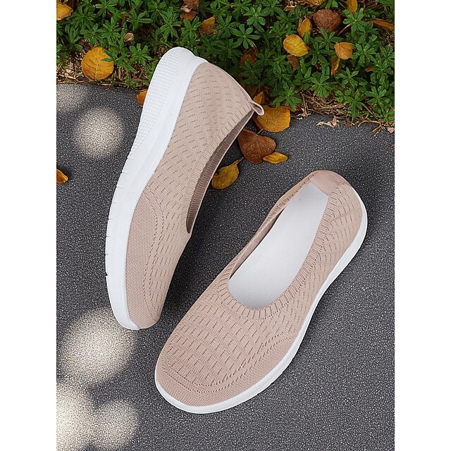 Women's Green Flyknit Walking Sneakers – Lightweight Slip-On Comfort Shoes for Outdoor Strolls, Shopping and All-Day Wear