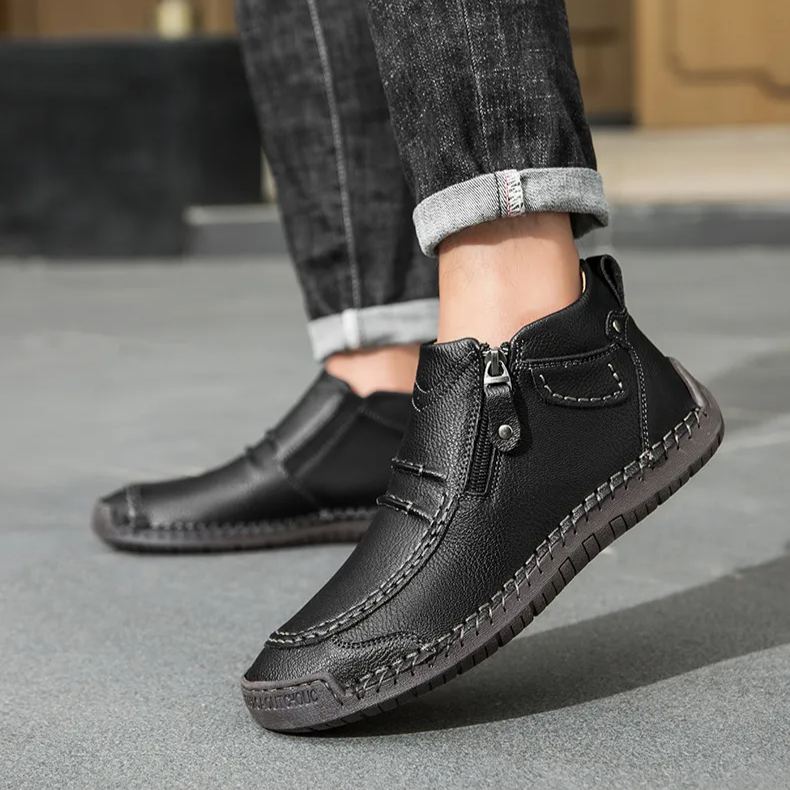 🔥Last Day Deals🔥Handmade Suede High Boots for Men Waterproof Leather Sneakers