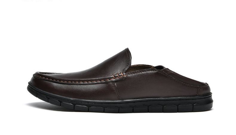 Cross-Border Popular First-Layer Cowhide Men'S Casual Shoes, Genuine Leather Shoes, Bean Shoes, Men'S Shoes, Slip-On Lazy Driving Shoes
