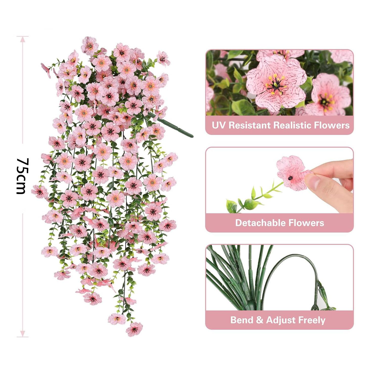 Outdoor UV-resistant eucalyptus and violet arrangement—suitable for home gardens, walls, porches, and party decorations.