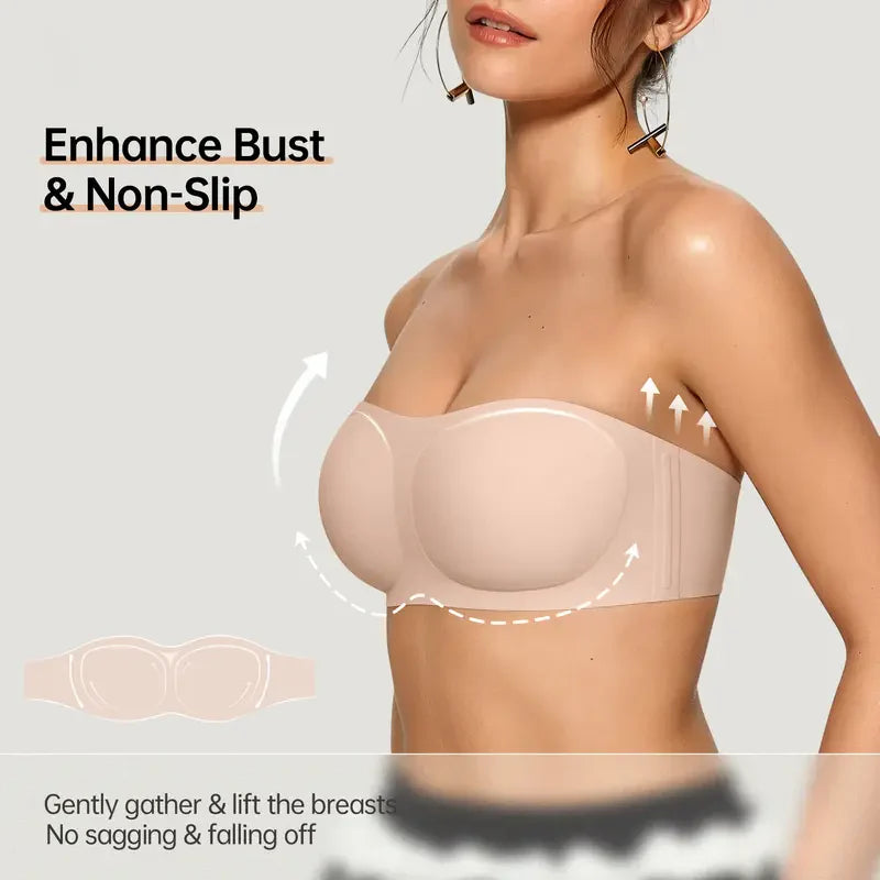 Final 3 Hours: 60%OFF🔥 NESLEMY Womens Strapless Bras Push Up Bandeau Bra