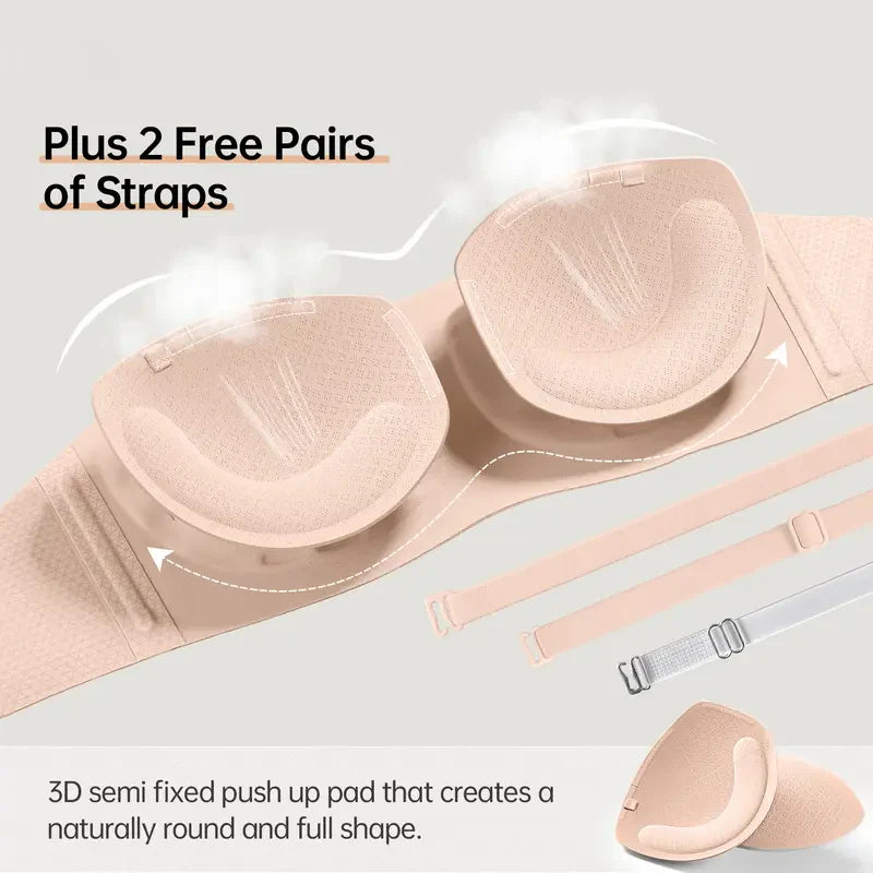 Final 3 Hours: 60%OFF🔥 NESLEMY Womens Strapless Bras Push Up Bandeau Bra