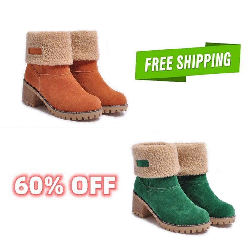 Women's Chunky Heel Round Toe Snow Boots