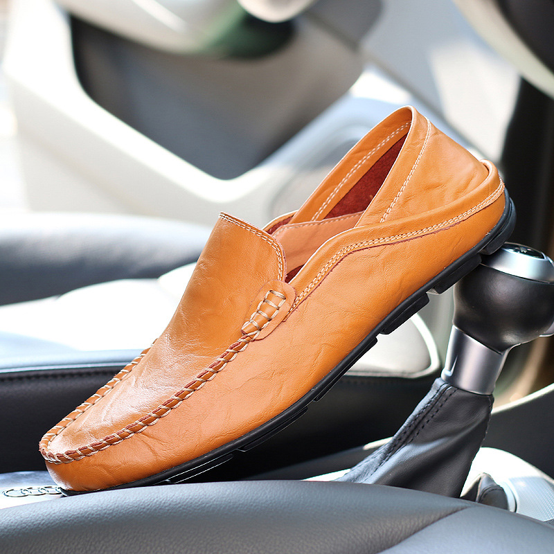 Amazon Large Size Men'S Shoes Cowhide Bean Shoes Men'S Casual Leather Shoes British Single Shoes Casual Shoes Men'S Trendy Shoes Cross-Border