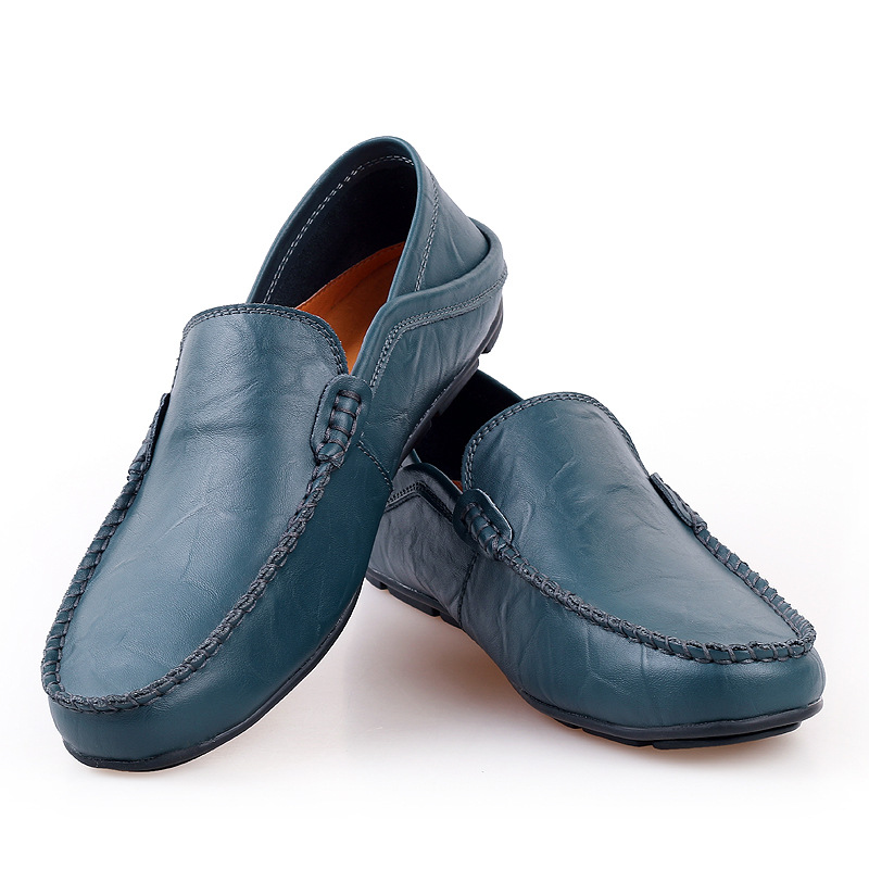 Amazon Large Size Men'S Shoes Cowhide Bean Shoes Men'S Casual Leather Shoes British Single Shoes Casual Shoes Men'S Trendy Shoes Cross-Border