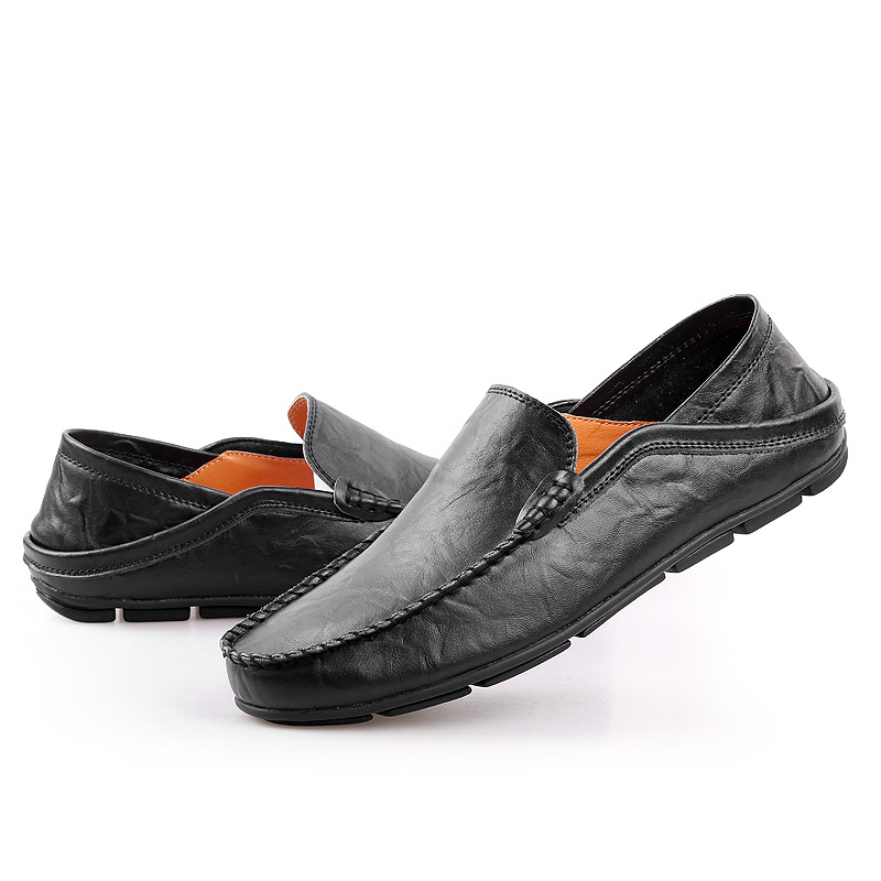 Amazon Large Size Men'S Shoes Cowhide Bean Shoes Men'S Casual Leather Shoes British Single Shoes Casual Shoes Men'S Trendy Shoes Cross-Border