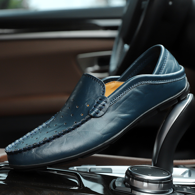 Amazon Large Size Men'S Shoes Cowhide Bean Shoes Men'S Casual Leather Shoes British Single Shoes Casual Shoes Men'S Trendy Shoes Cross-Border