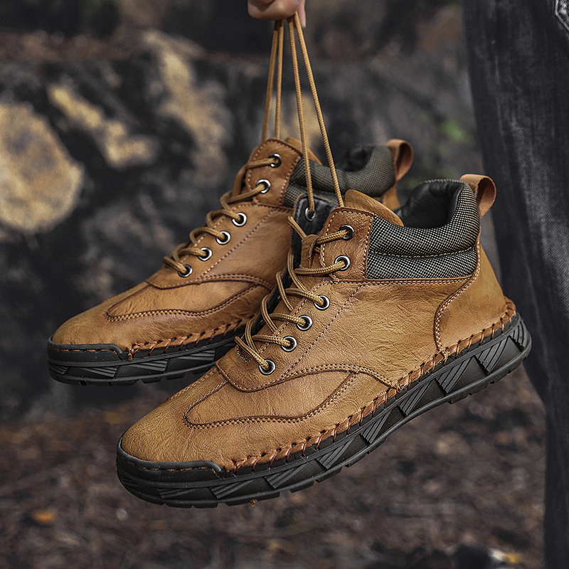 ⏰Limited Time Sale 70% OFF - Men's Handmade Leather Boots - Wide Toe Arch Support Aankle Support