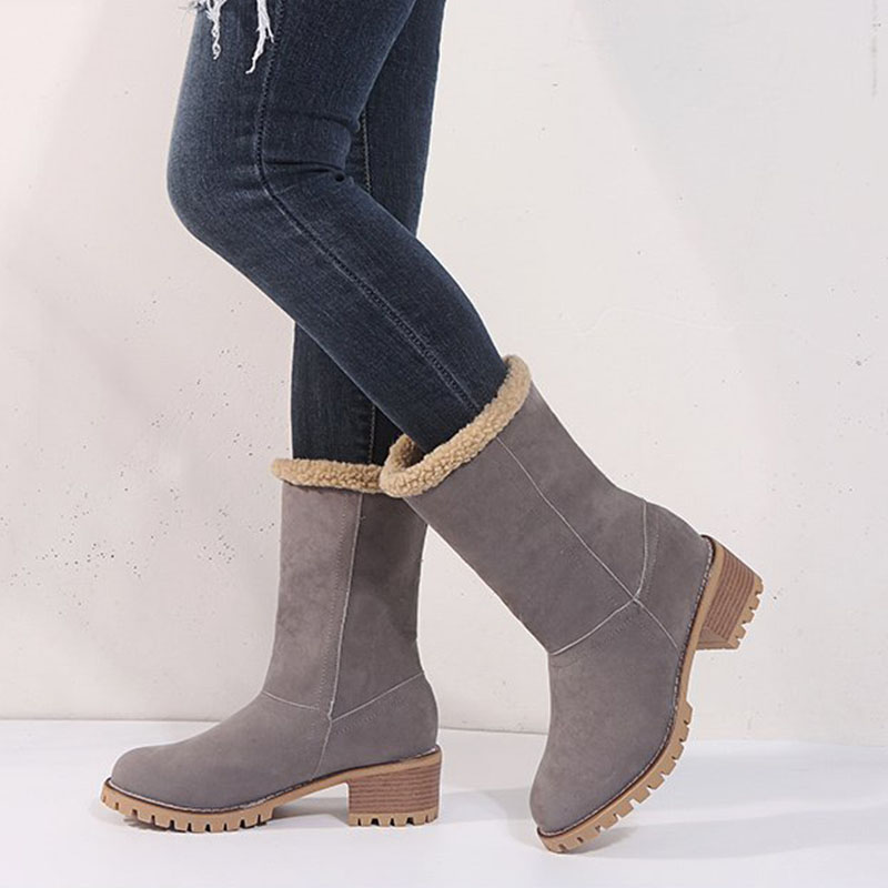 Women's Chunky Heel Round Toe Snow Boots