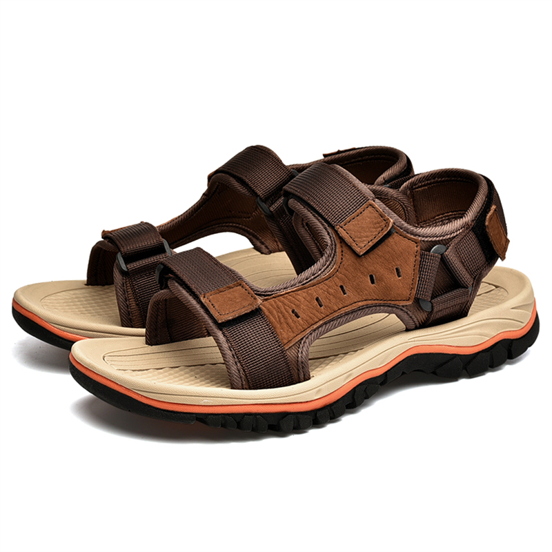 Men’s Classic Sommer Beach Breathable Convenient Velcro Leather Sandals