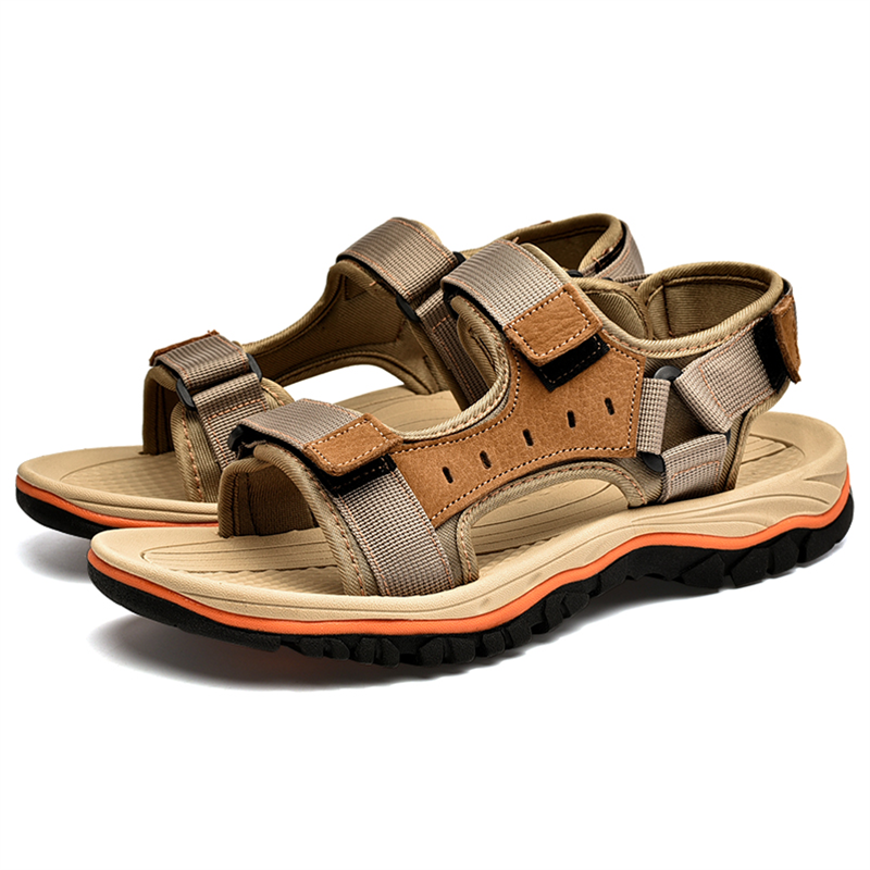 Men’s Classic Sommer Beach Breathable Convenient Velcro Leather Sandals