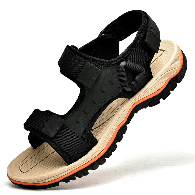 Men’s Classic Sommer Beach Breathable Convenient Velcro Leather Sandals