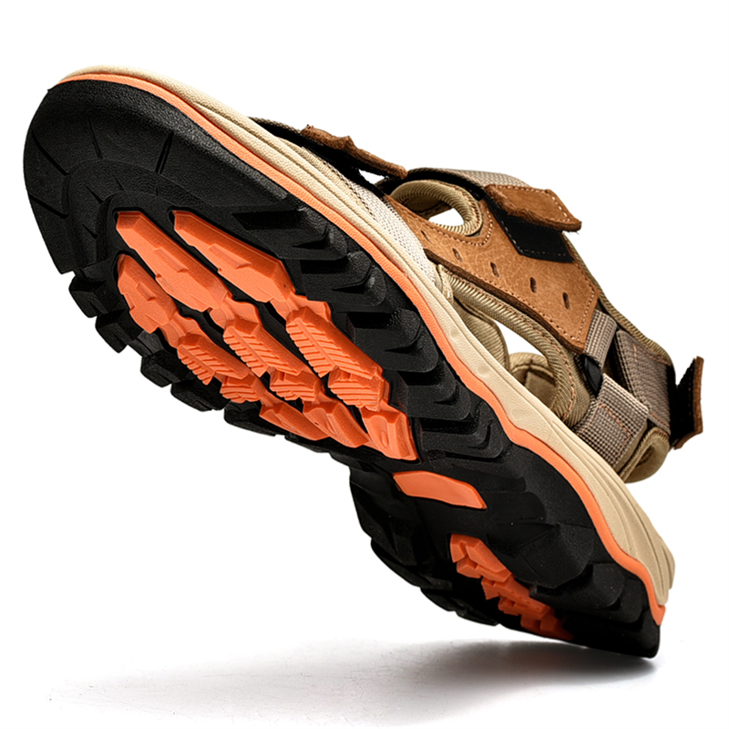 Men’s Classic Sommer Beach Breathable Convenient Velcro Leather Sandals