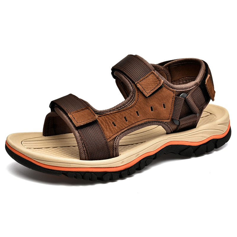 Men’s Classic Sommer Beach Breathable Convenient Velcro Leather Sandals