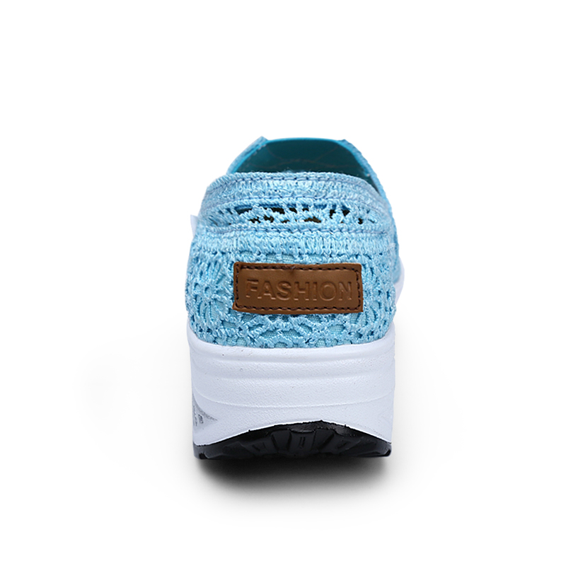 Women's Floral Embroidery Lace Mesh Air Cushion Sneakers,Comfortable Orthopedic Diabetic Walking Toning Shoes Breathable Slip On Platform Loafers Casual Fashion Rocker Shoes