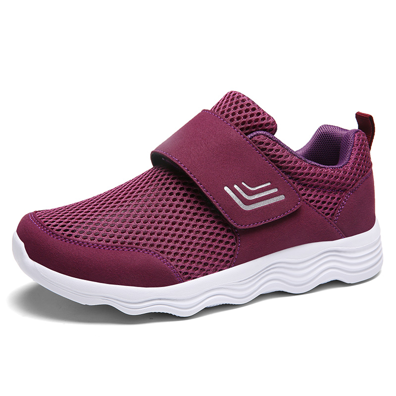 Women's Casual Comfort Walking Shoes Ultralight Flats Non-Slip Hook & Loop Fashion Sneakers