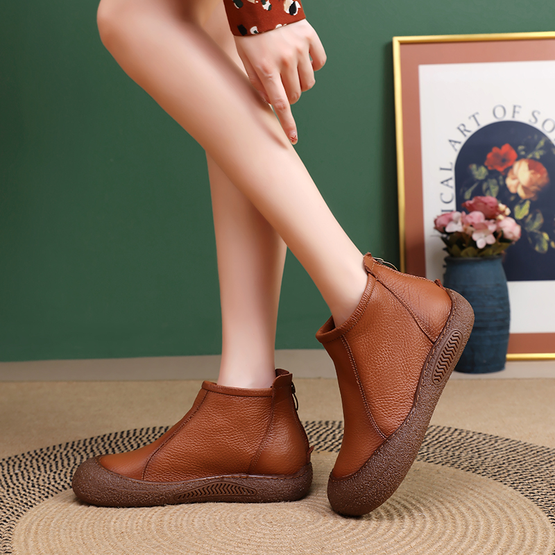 🌸🎉 Trendy Must-Have! Only a Few Left! ✨🥿💫Women's Everyday Comfort Non-Slip Arch Support Leather Back Zipper Boots