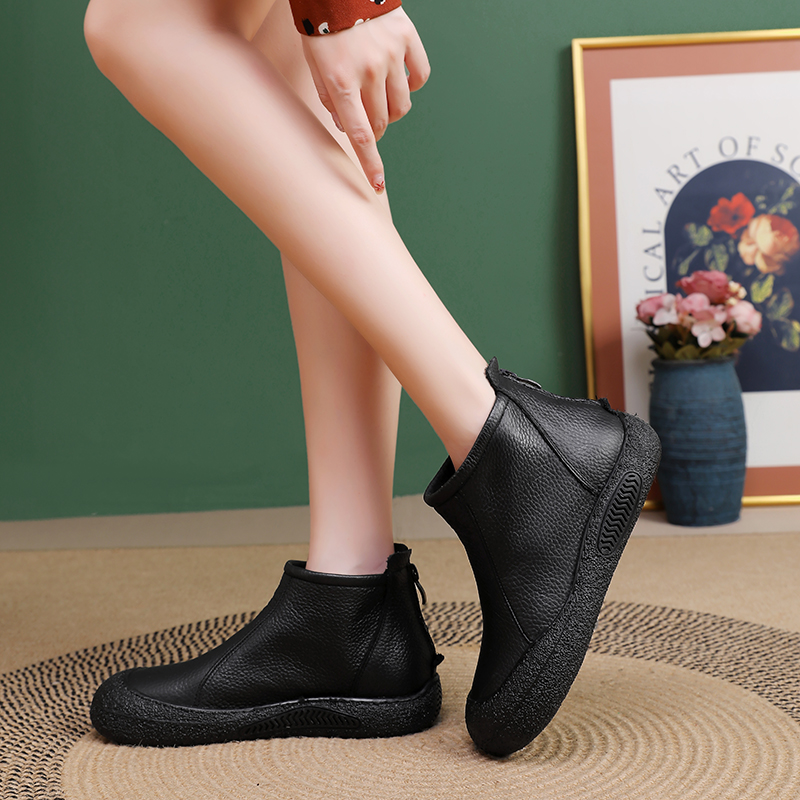 🌸🎉 Trendy Must-Have! Only a Few Left! ✨🥿💫Women's Everyday Comfort Non-Slip Arch Support Leather Back Zipper Boots