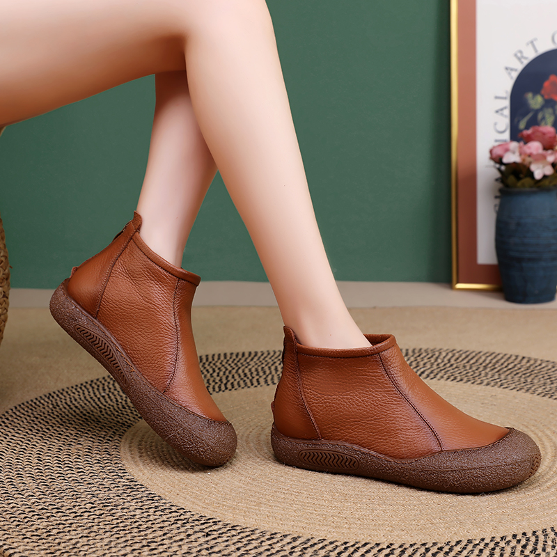 🌸🎉 Trendy Must-Have! Only a Few Left! ✨🥿💫Women's Everyday Comfort Non-Slip Arch Support Leather Back Zipper Boots