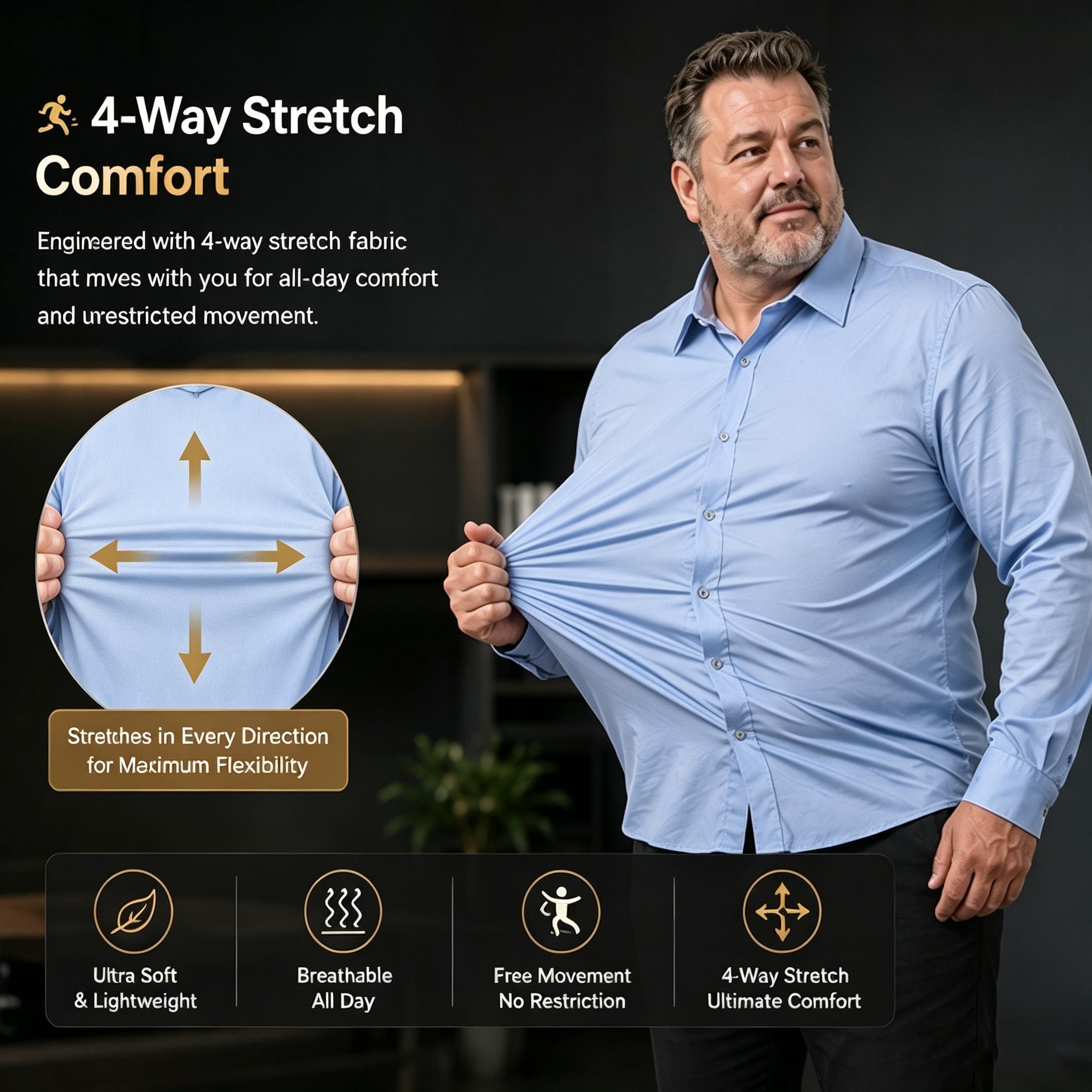 Summer Best Daily 1000+ Sold Stretch Non-Iron Shirt