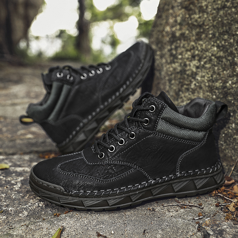 ⏰Limited Time Sale 70% OFF - Men's Handmade Leather Boots - Wide Toe Arch Support Aankle Support