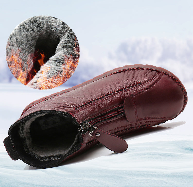 Women's Soft Leather Winter Warm Non-Slip Shoes Boots