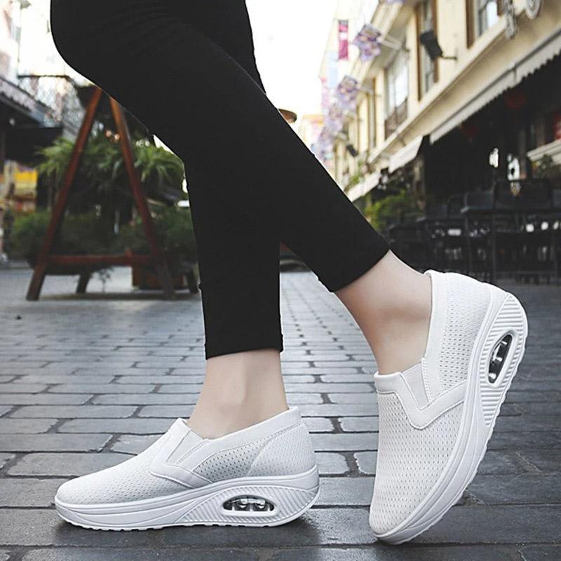 Women's Sporty Platform Fabric Daily Slip-On Walking Sneakers