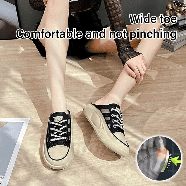 🔥Summer Hot Sale🔥 Women's closed toe half slippers(Increase the height by 4cm)