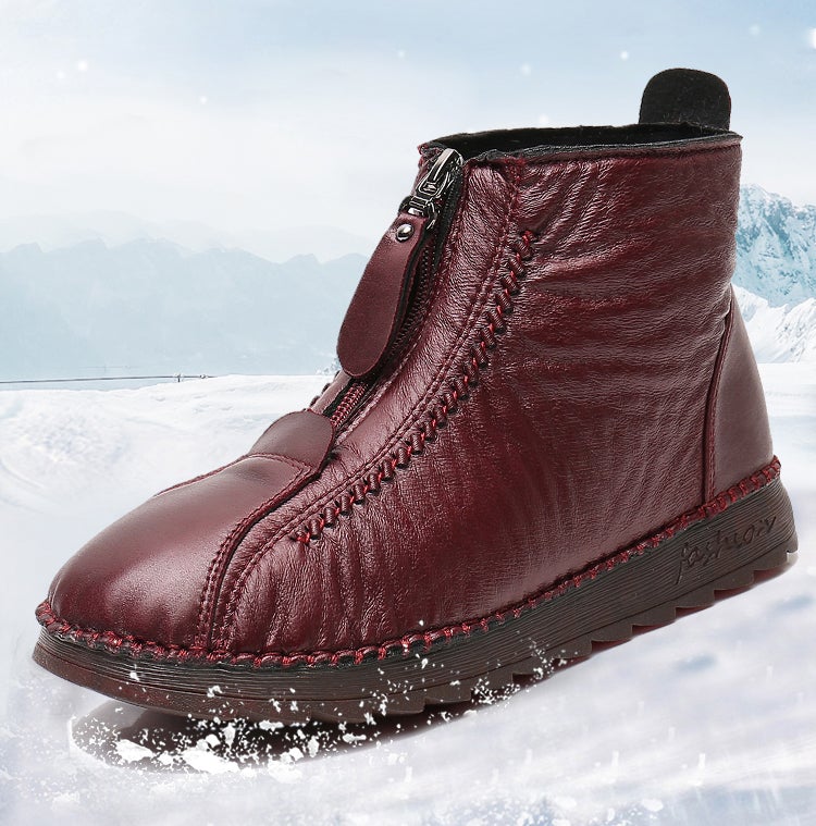 Women's Soft Leather Winter Warm Non-Slip Shoes Boots